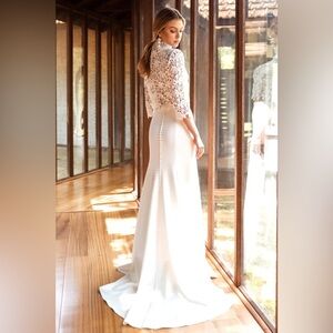Jenny Yoo Oda Crepe Fit & Flare Bridal Skirt